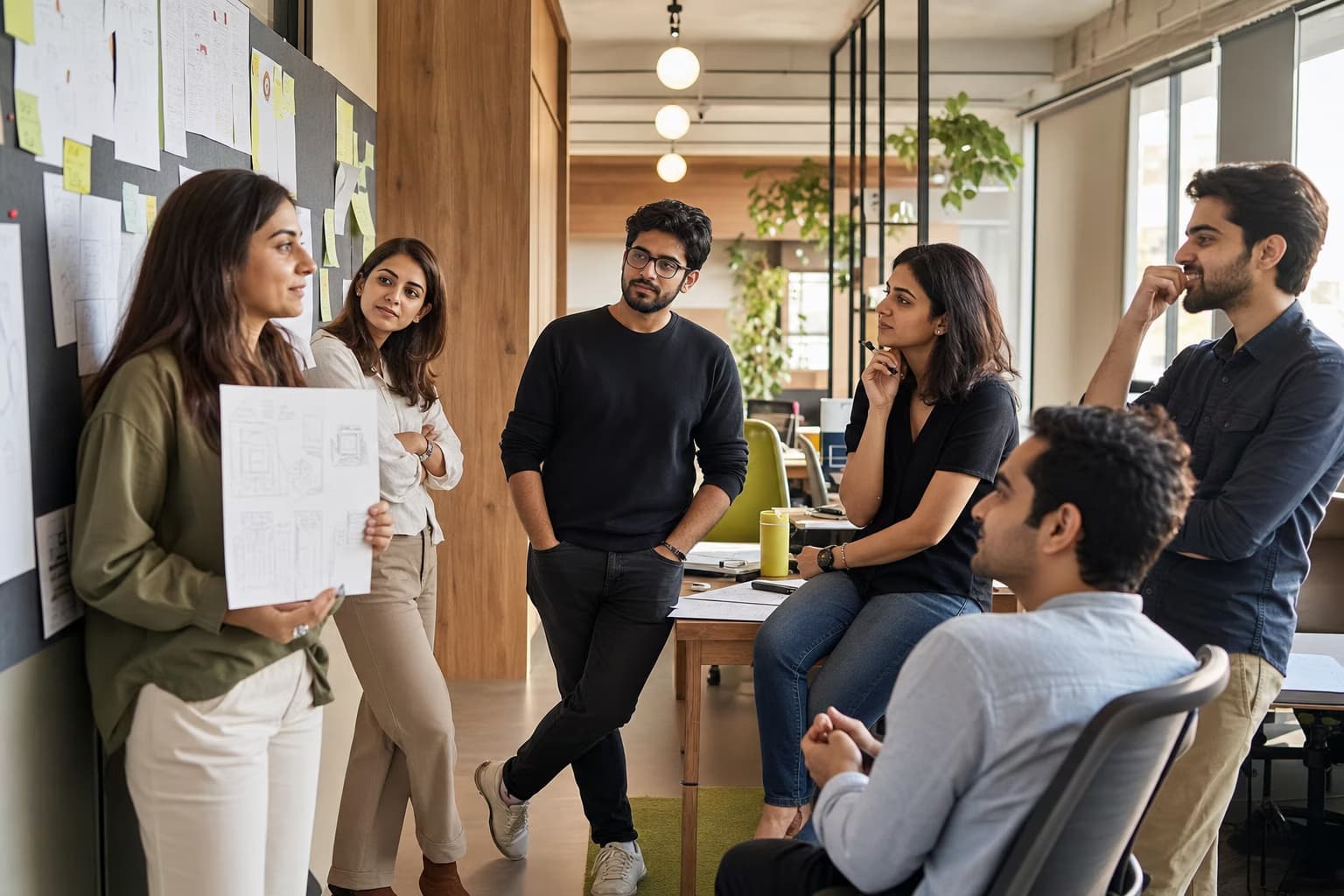 A multidisciplinary team listening during a product critique